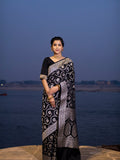 Black Mashru Kataan Silk Banarasi Saree