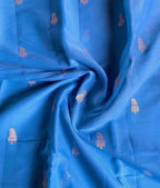 Sky blue & Rani Pink Pure Khaddi Chiffon Silk Banarasi Saree