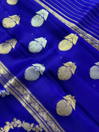 Royal Blue Stripe Sona & Roopa Pure Kora Organza Silk Banarasi Saree