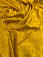 Yellow Gold & Navy Blue Pure Khaddi Crep Silk Banarasi Saree