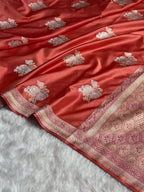 Peach Meenakari Mashru Katan Silk Banarasi Saree