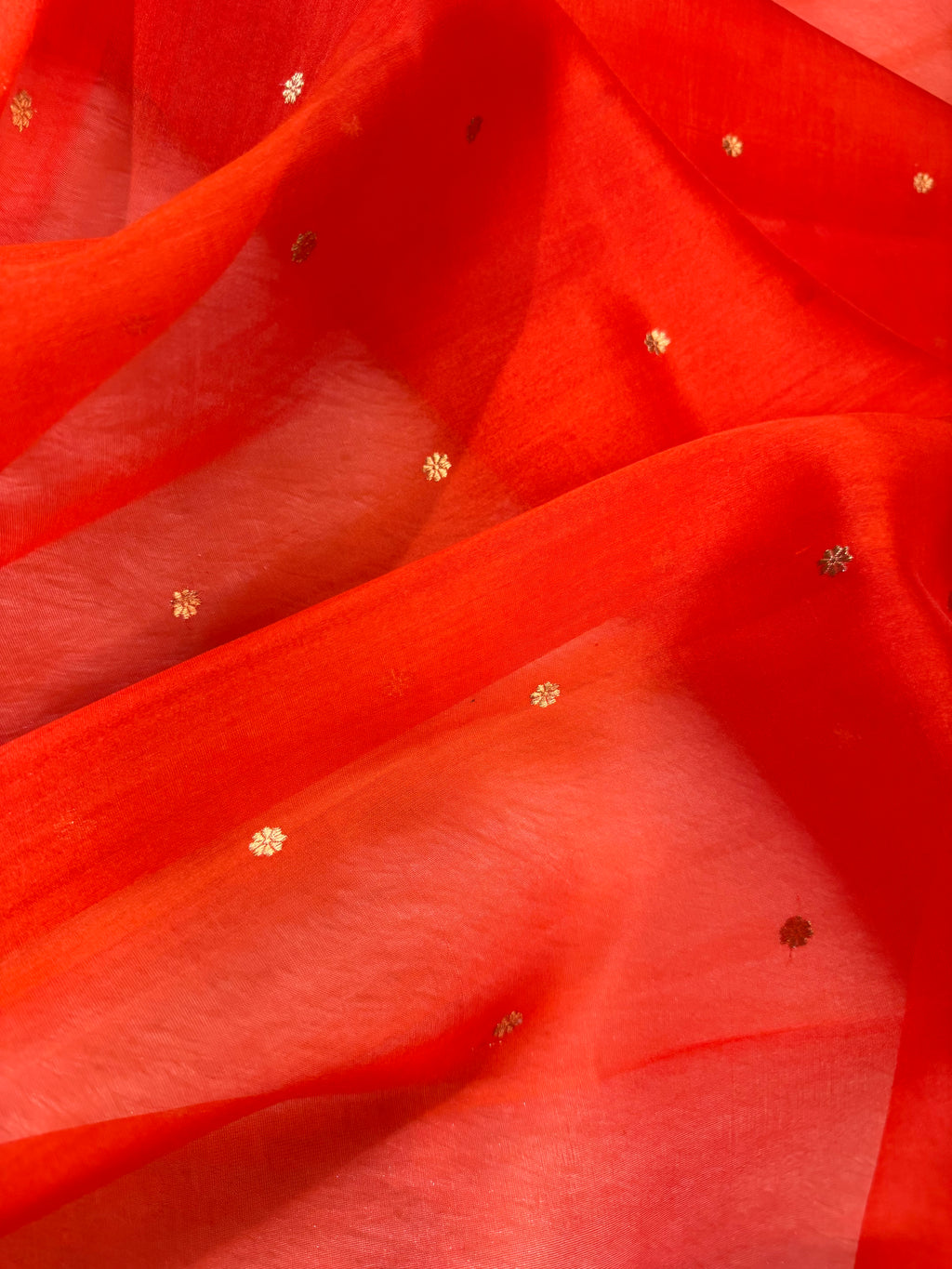 Orange & Rani Pink Pure Kora Organza Silk Banarasi Saree