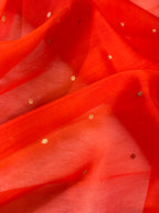 Orange & Rani Pink Pure Kora Organza Silk Banarasi Saree