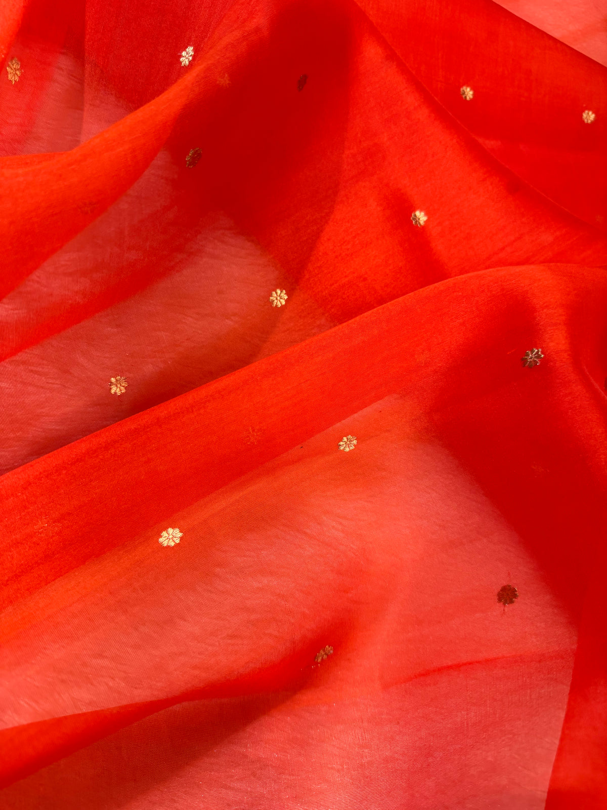 Orange & Rani Pink Pure Kora Organza Silk Banarasi Saree