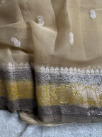 Pure khaddi Chiffon Silk Banarasi Border Booti 3d Saree