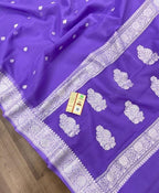 Royal Purple Pure Khaddi Chiffon Silk Banarasi Saree