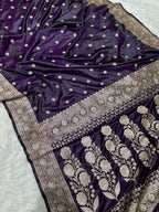 Purple Reign Swarovski Crystals Mashru Katan Silk Banarasi Saree