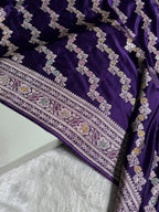 Purple Meenakari Mashru Katan Silk Banarasi Saree