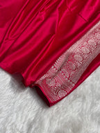 Red Meenakari Mashru Katan Silk Banarasi Saree