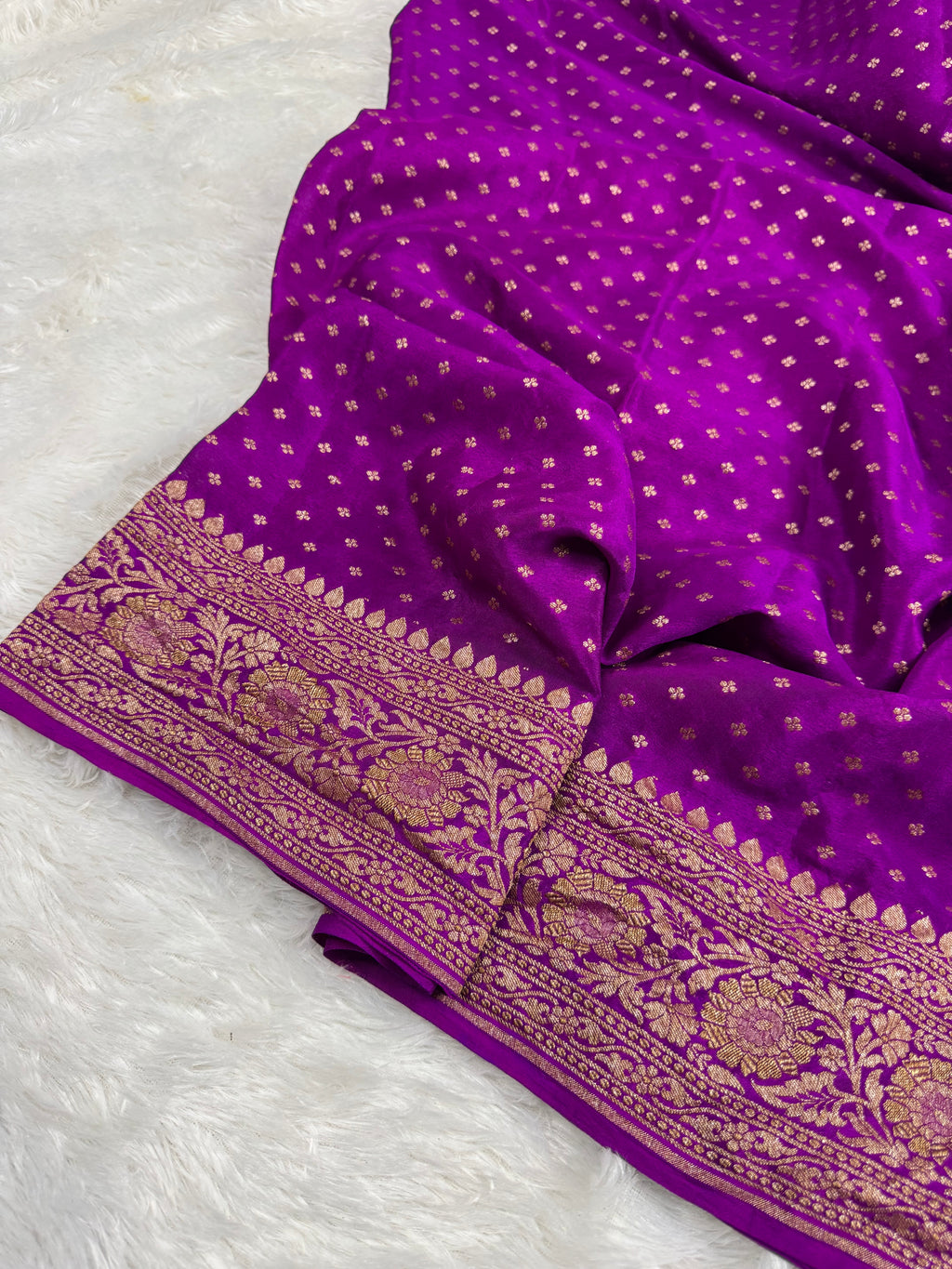 Magenta Pure Khaddi Crep Silk Banarasi Saree