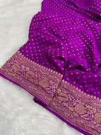 Magenta Pure Khaddi Crep Silk Banarasi Saree