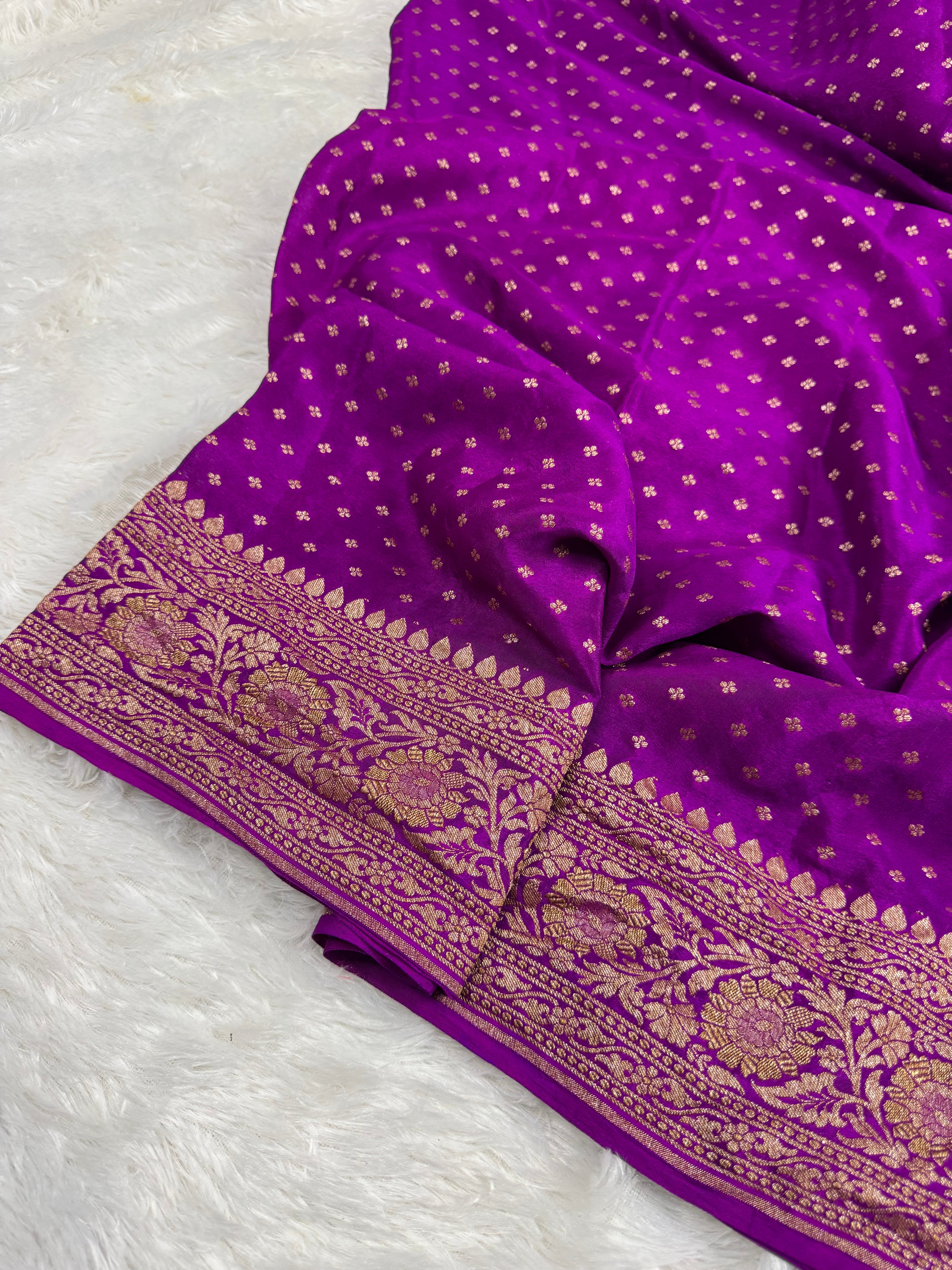 Magenta Pure Khaddi Crep Silk Banarasi Saree