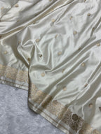Ivory Mashru Katan Silk Banarasi Saree
