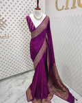 Magenta Pure Khaddi Crep Silk Banarasi Saree