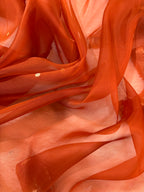 Rust Orange Pure Kora Organza Silk Banarasi Saree