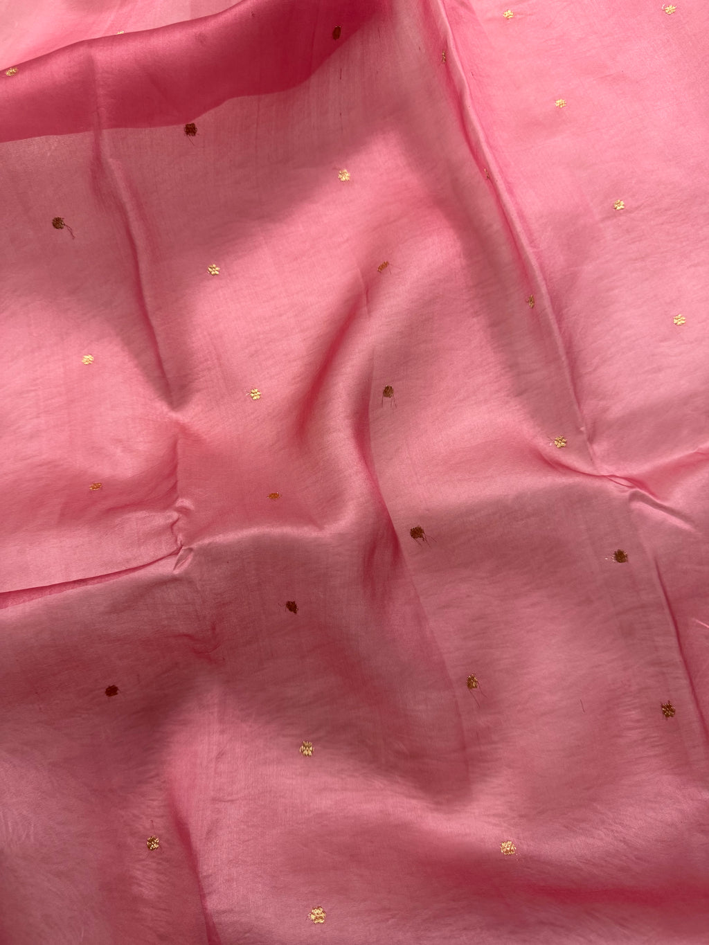 Rose Pink Pure Kora Organza Silk Banarasi Saree