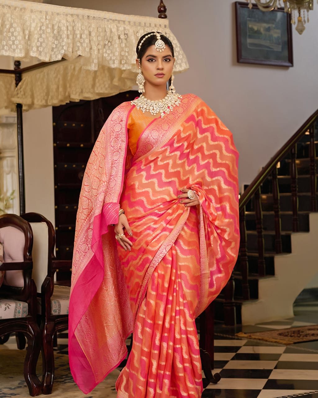 Rangkat Pure Chiffon Silk Banarasi Saree