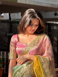 Premium 3D Multi Shade Tissue Saree with Soft Mirror Border