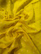 Lemon & Bottle Green Pure Khaddi Georgette Silk Banarasi Saree