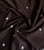 Dark Chocolate Brown Pure Khaddi Chiffon Silk Banarasi Saree