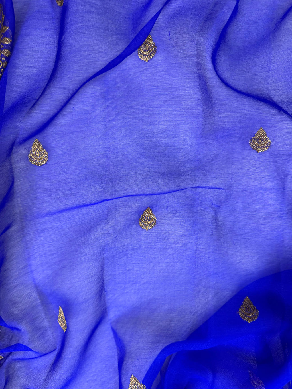 Royal Blue Pure khaddi Chiffon Silk Banarasi Saree
