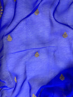 Royal Blue Pure khaddi Chiffon Silk Banarasi Saree
