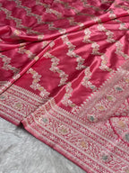 Rosy Pink Meenakari Mashru Katan Silk Banarasi Saree