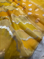 Rangkat Sona Roopa Pure Kora Organza Silk Banarasi Stripe Saree