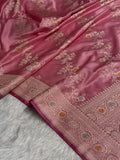 Pink Meenakari Mashru Katan Silk Banarasi Saree