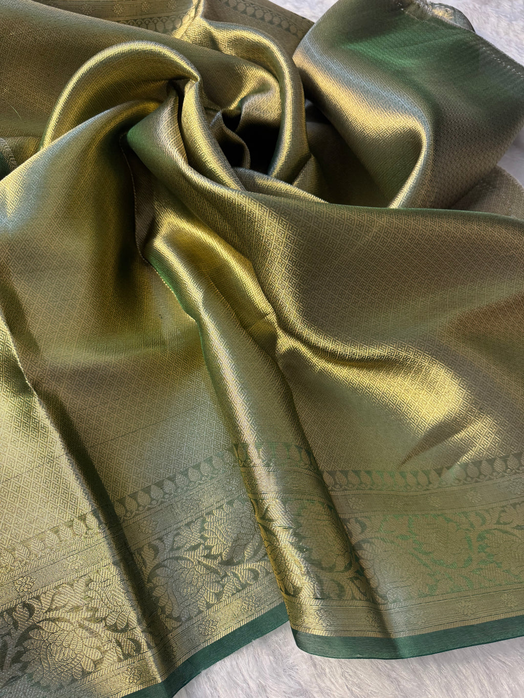 Dark Green Pure Tissue Silk Banarasi Saree
