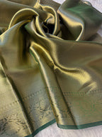 Dark Green Pure Tissue Silk Banarasi Saree