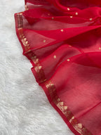 Red Pure Kora Organza Banarasi Saree