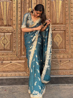 Saffire Green Banarasi Nazakat Soft Silk Saree