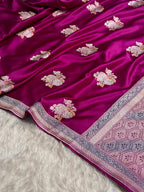 Magenta Meenakari Mashru Katan Silk Banarasi Saree