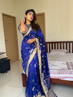 Royal Blue Banarasi Nazakat Soft Silk Saree