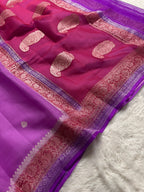 Lavender Pure Khaddi Chiffon Silk Banarasi 3d Saree