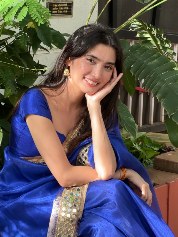 Royal Blue Banarasi Rajkumari Mirror Work Tissue Silk Saree