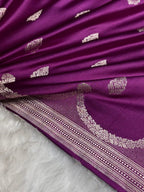 Deep Wine Purple Mashru Katan Silk Banarasi Saree