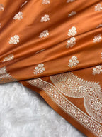 Burnt Orange Mashru Katan Silk Banarasi Saree