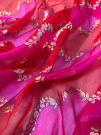 Rangkat Red Rani Pure Kora Organza Silk Banarasi Saree