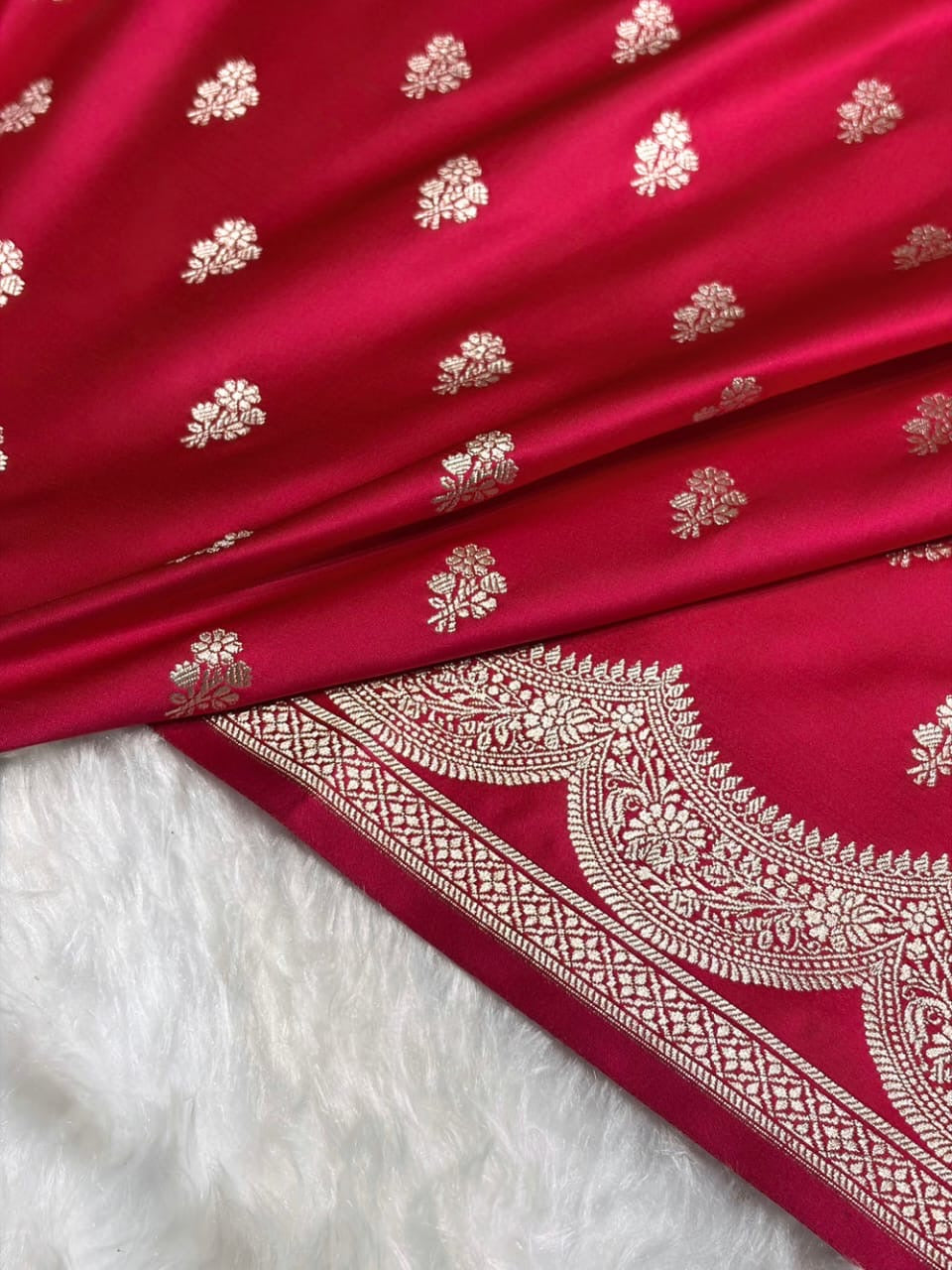 Rani Pink Mashru Katan Silk Banarasi Saree