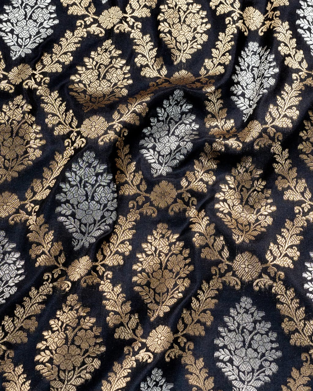 Nita Ambani Black Pure Katan Silk Banarasi All Over Sona Roopa Jall Work Saree