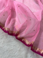 Baby Pink & Rani Pink Pure Kora Organza Silk Banarasi Saree