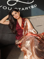 Rust Orange Pure Glass Tissue Silk Banarasi Saree