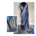 Royal Blue Pure Khaddi Georgette Silk Banarasi Saree