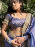 Lavender Blue Banarasi Riwaayat Tissue Silk Saree