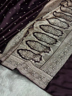 Deep Wine Mashru Katan Silk Banarasi Saree