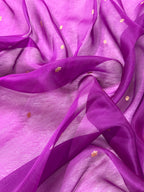 Purple & Peach Pure Kora Organza Silk Banarasi Saree