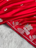 Red Meenakari Mashru Katan Silk Banarasi Saree
