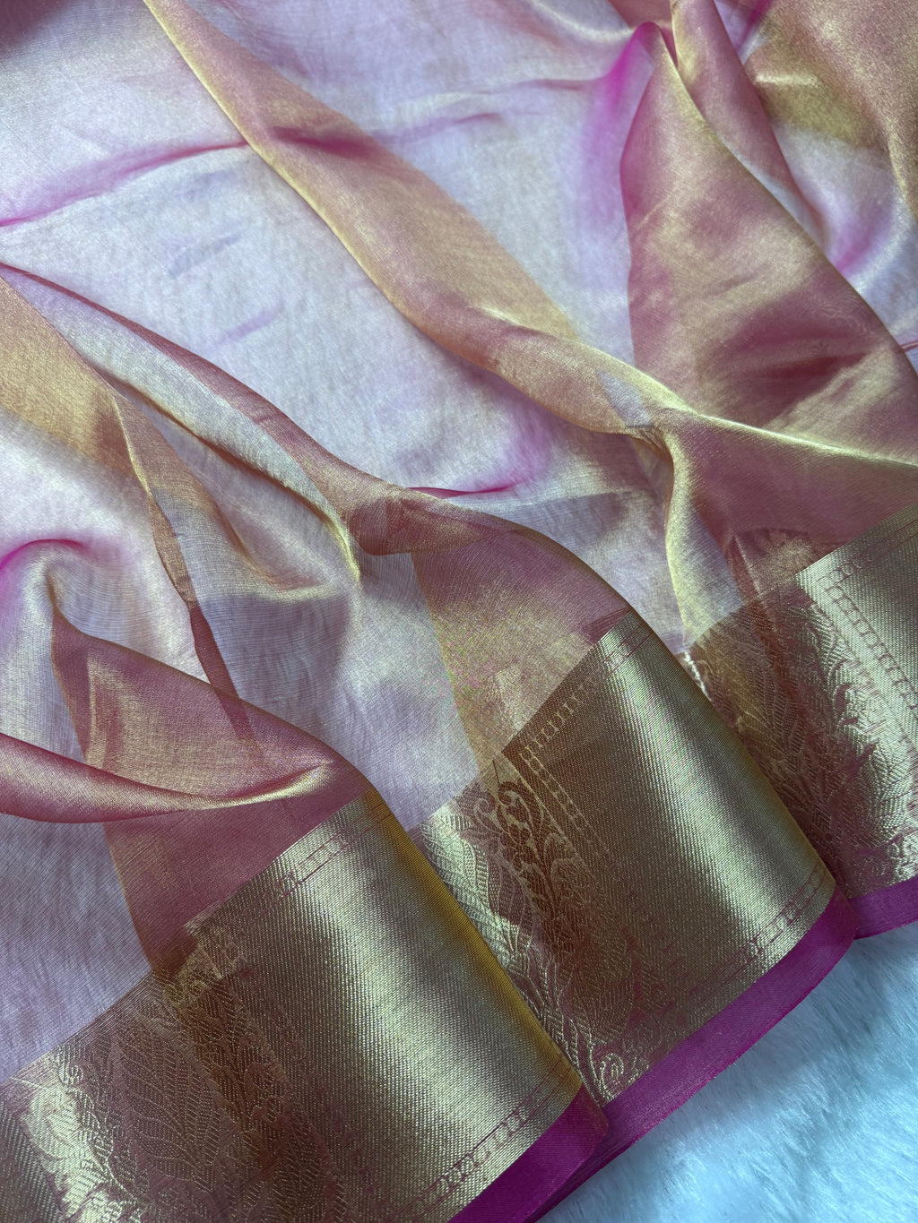 Pink Pure Tissue Silk Banarasi Saree